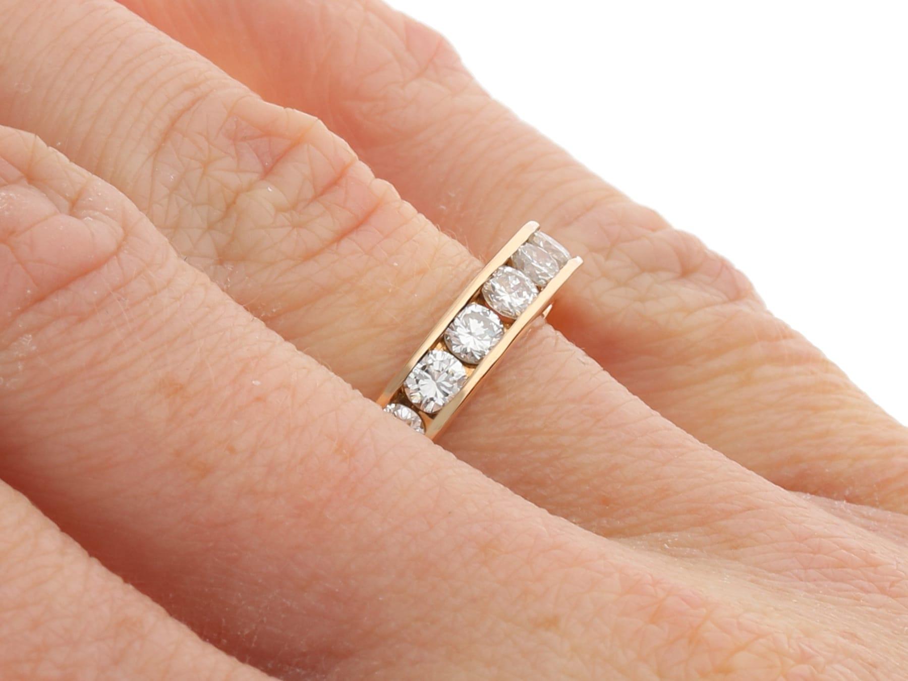 Vintage 1.76 Carat Diamond and 18k Rose Gold Three Quarter Eternity Ring For Sale 3