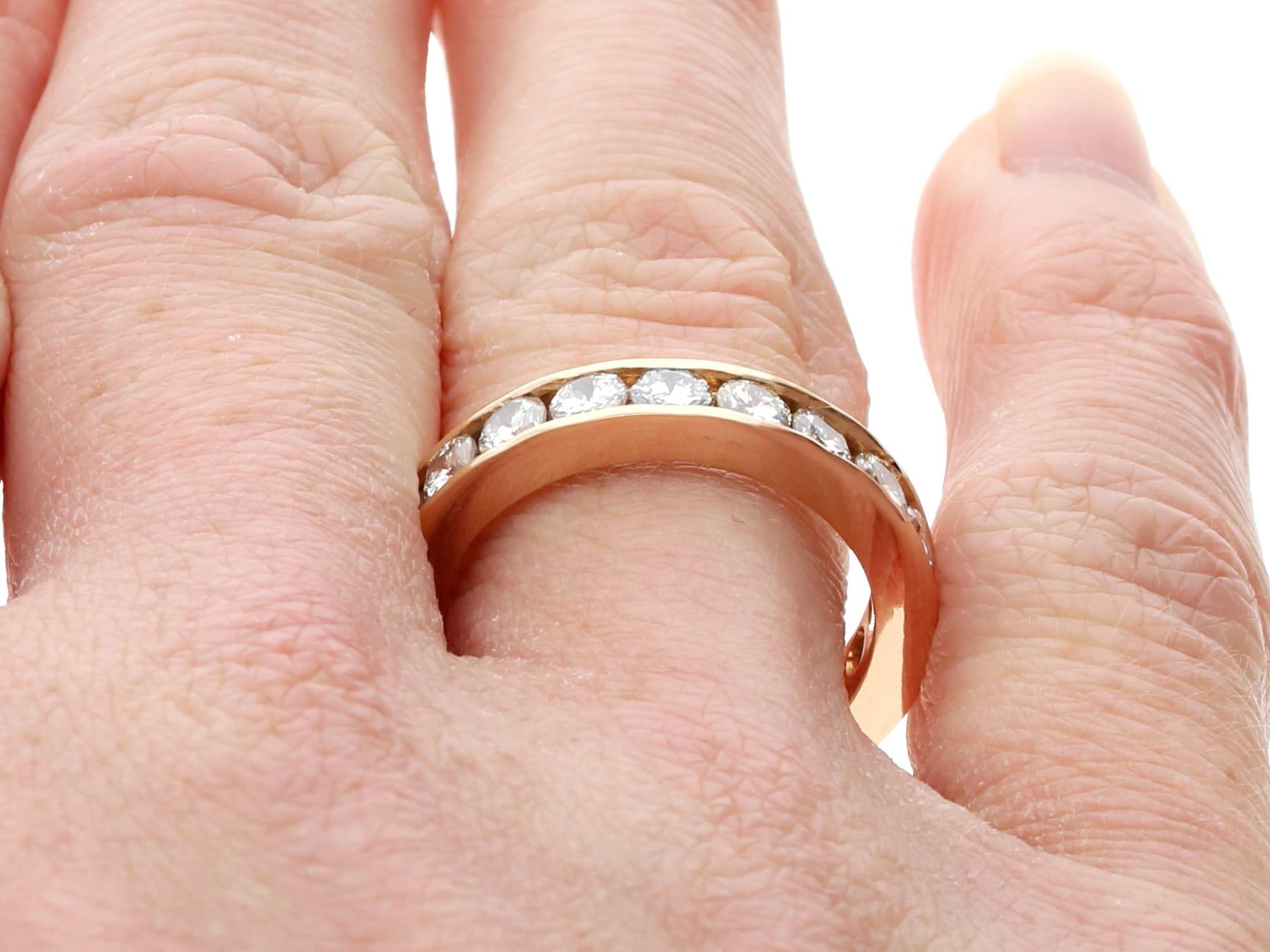 Vintage 1.76 Carat Diamond and 18k Rose Gold Three Quarter Eternity Ring For Sale 4