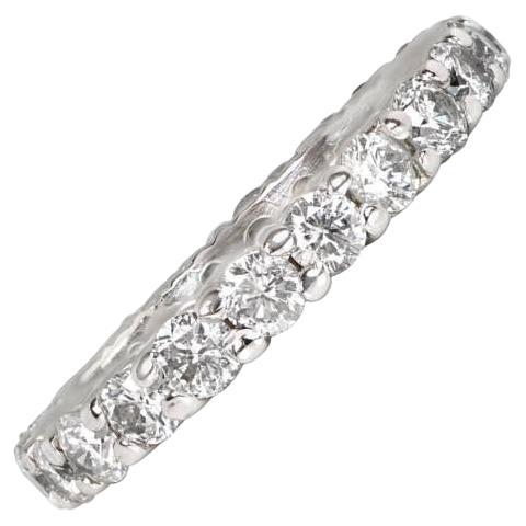 Vintage 1.76ct Round Brilliant Cut Diamond Band Ring, I Color, White Gold For Sale