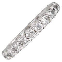 Retro 1.76ct Round Brilliant Cut Diamond Band Ring, I Color, White Gold