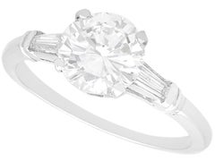 Vintage 1.77 Carat Diamond and Platinum Solitaire Ring Circa 1940