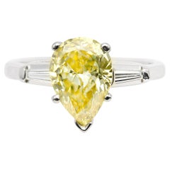 Vintage 1.77 Ct. Fancy Color Pear Cut Ring GIA Certified