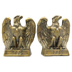 Vintage "1776" Brass American Eagle Bookends by Colonial Virginia, 1972