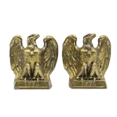 Vintage "1776" Brass American Eagle Bookends by Colonial Virginia
