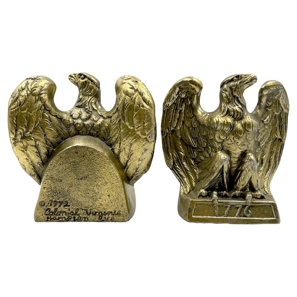 Vintage "1776" Brass American Eagle Bookends by Colonial Virginia at  1stDibs | 1776 brass eagle bookends