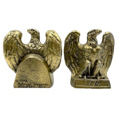 Vintage "1776" Brass American Eagle Bookends by Colonial Virginia