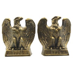 Used "1776" Brass American Eagle Bookends by Colonial Virginia