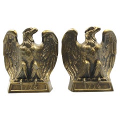 Retro "1776" Brass American Eagle Bookends by Colonial Virginia