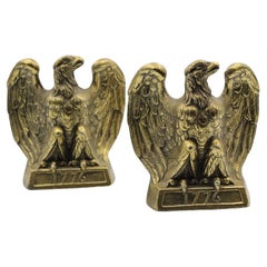 Vintage "1776" Brass American Eagle Bookends by Colonial Virginia