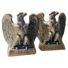 Vintage "1776" Brass American Eagle Bookends by Colonial Virginia
