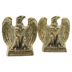 Vintage "1776" Brass American Eagle Bookends by Colonial Virginia