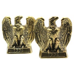 Vintage "1776" Brass American Eagle Bookends by Colonial Virginia