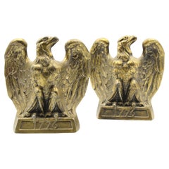 Vintage "1776" Brass American Eagle Bookends by Colonial Virginia
