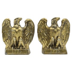 Vintage "1776" Brass American Eagle Bookends by Colonial Virginia