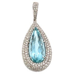 Vintage 17.80ct Aquamarine Pendant Set in 18ct White Gold