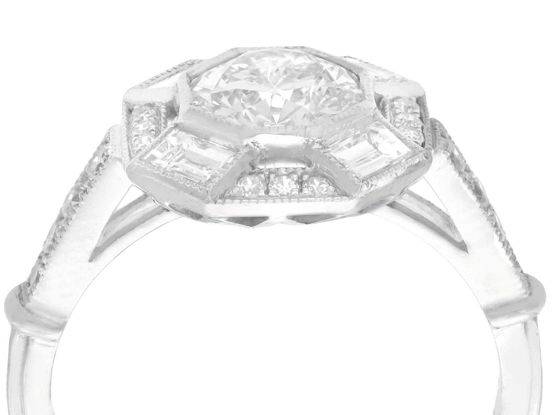 Art Deco Vintage 1.79 Carat Diamond and Platinum Cocktail Ring