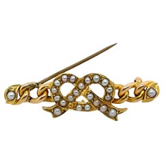 Broche vintage de oro amarillo de 17 ct con perlas de siembra