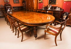 Vintage 17ft / 5 meter Floral Marquetry Burr Walnut Dining Table 20th C