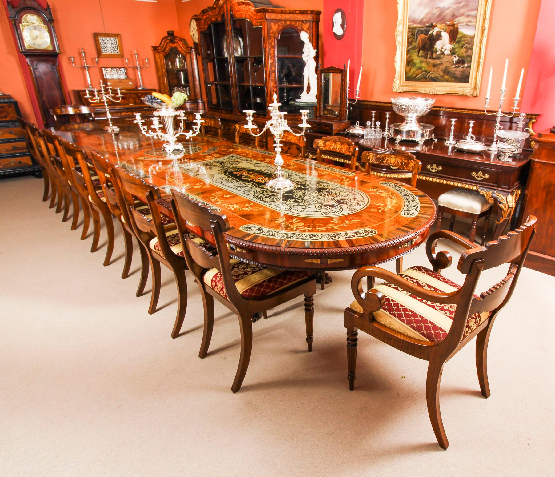 Vintage Marquetry Dining Table, Pewter, Lapis Lazuli & Agate Inlaid In Excellent Condition In London, GB