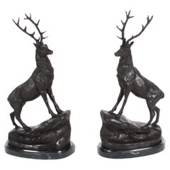 Vieille paire de cerfs en bronze 20eme siècle