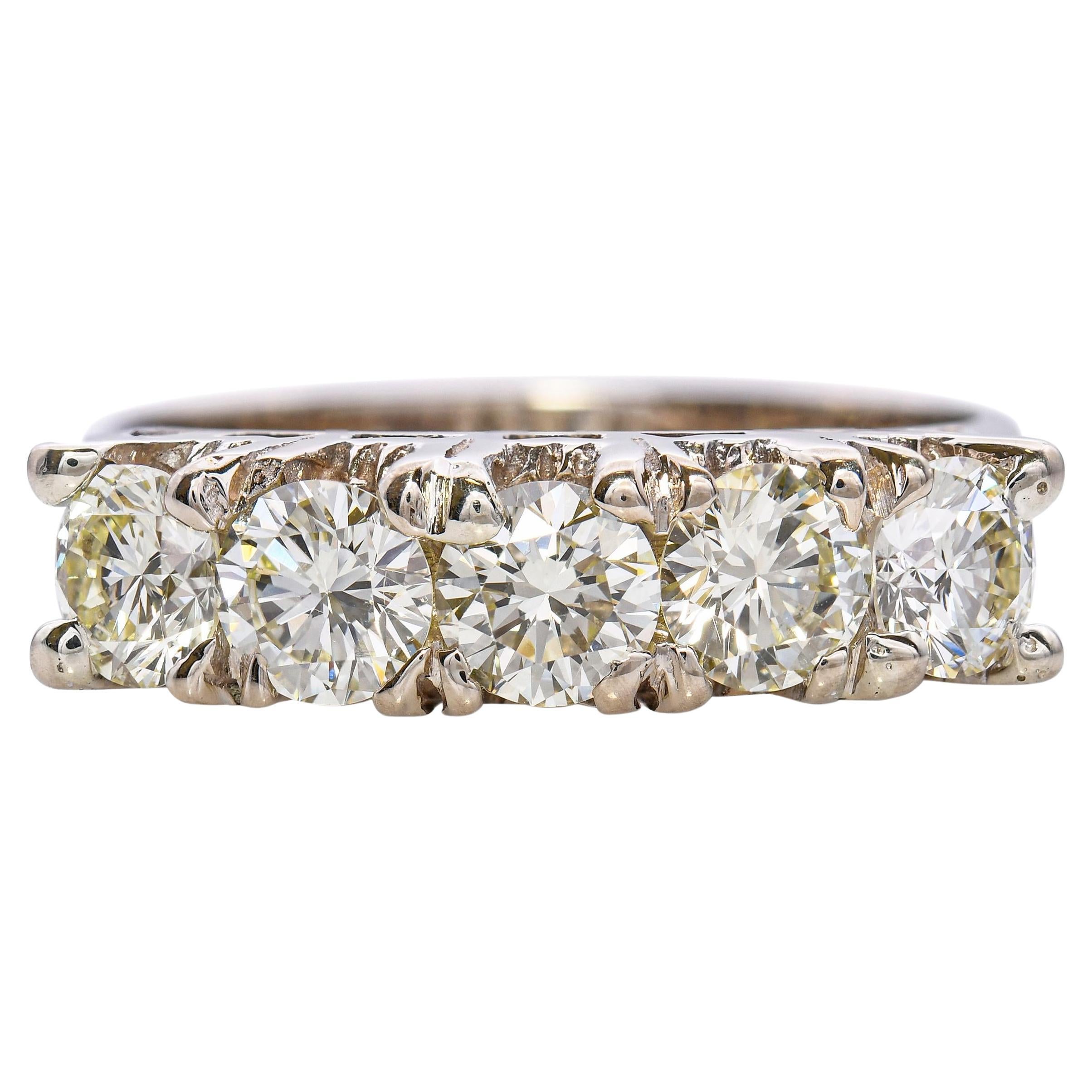 Vintage 17k or blanc 1.45tcw diamant anneau de mariage