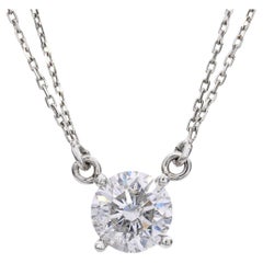 Collar Colgante Solitario Vintage de Oro Blanco de 17k con Diamantes Llenos de Fractura de 2,98 ct