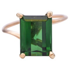 Vintage 17k Yellow Gold 4.75ct Green Tourmaline Ring