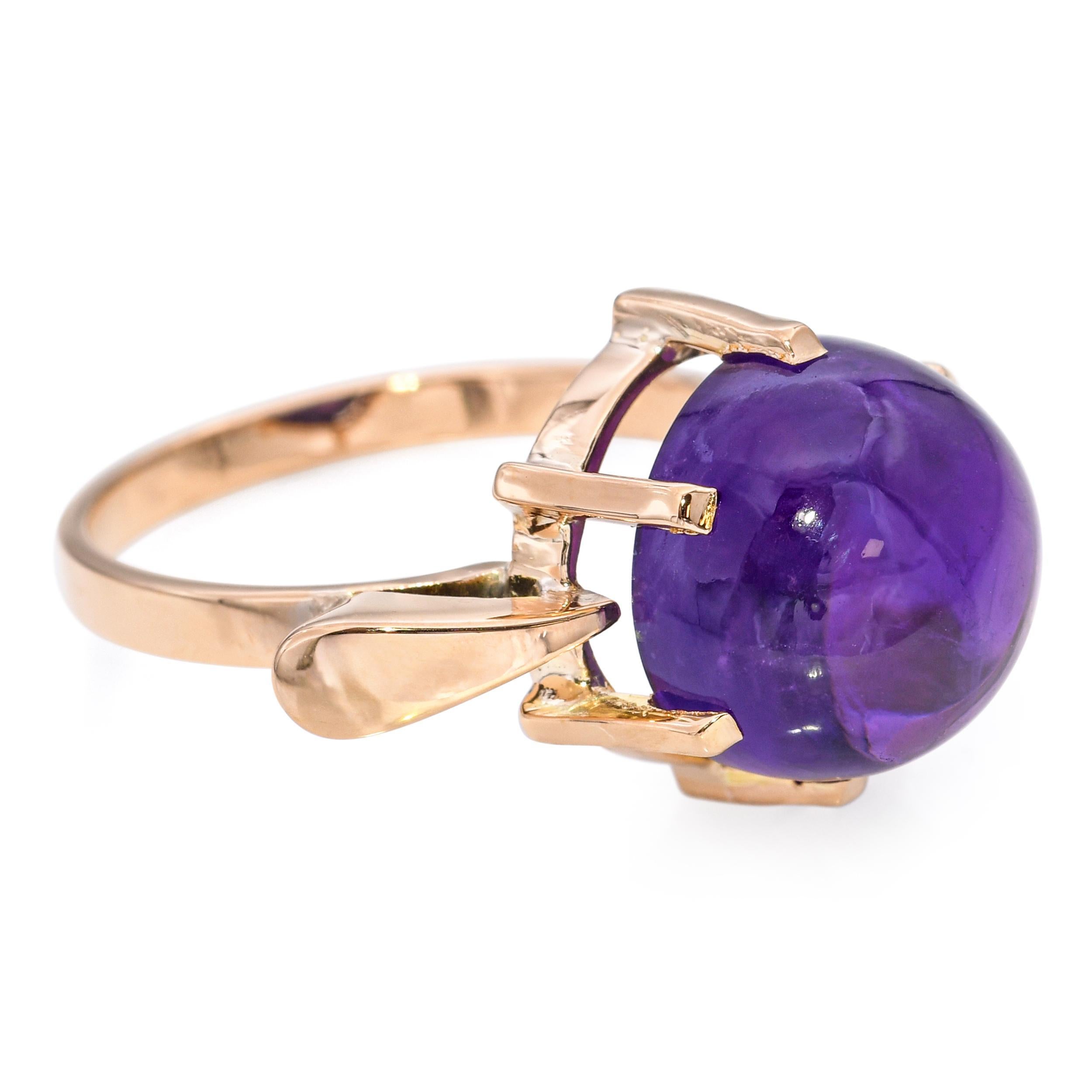 Bague vintage en or jaune 17k avec améthyste Unisexe en vente