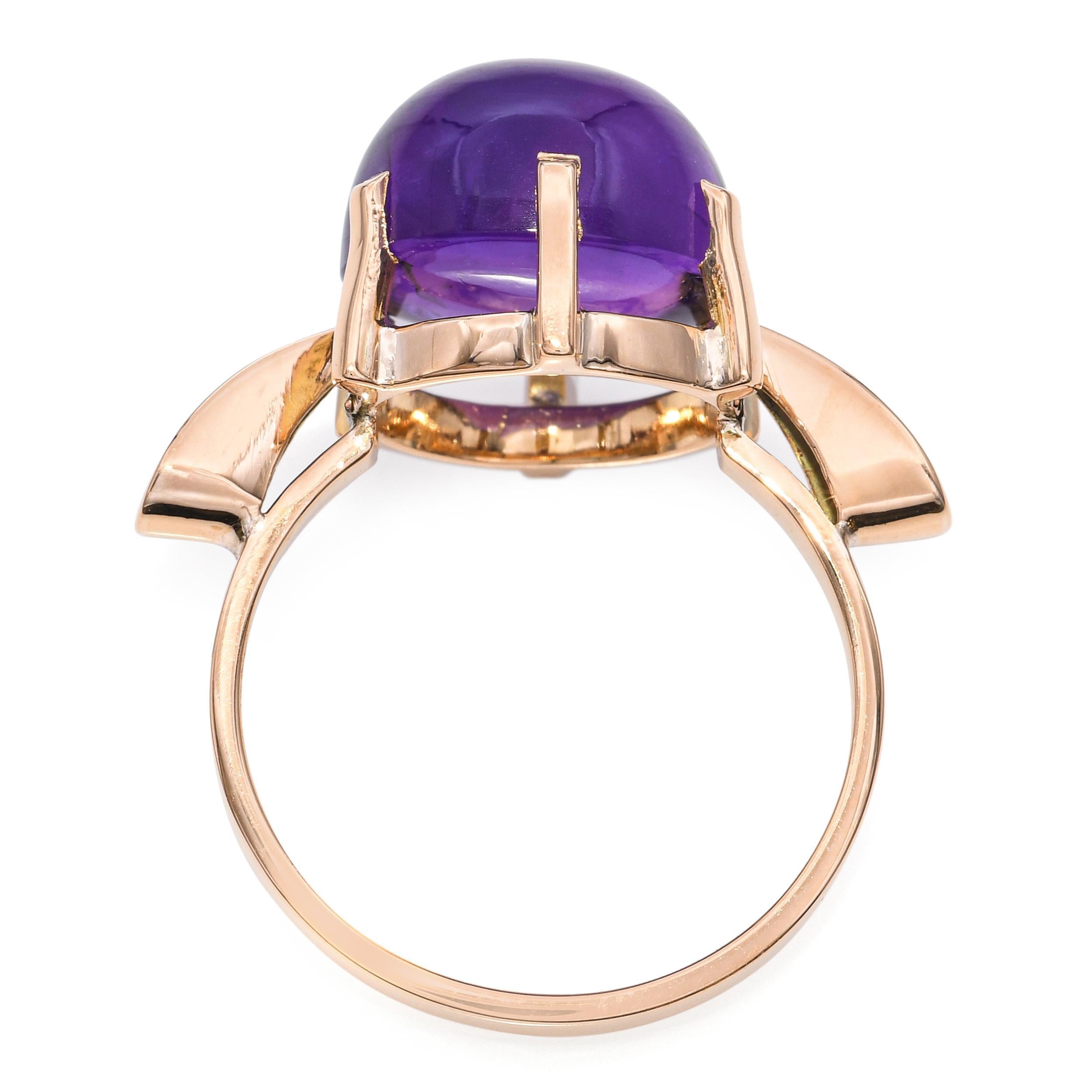Bague vintage en or jaune 17k avec améthyste en vente 1