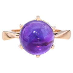 Bague vintage en or jaune 17k avec améthyste