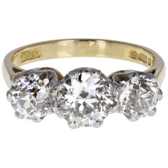 Vintage 18 Carat Brilliant Cut Diamond Three-Stone Trilogy Ring