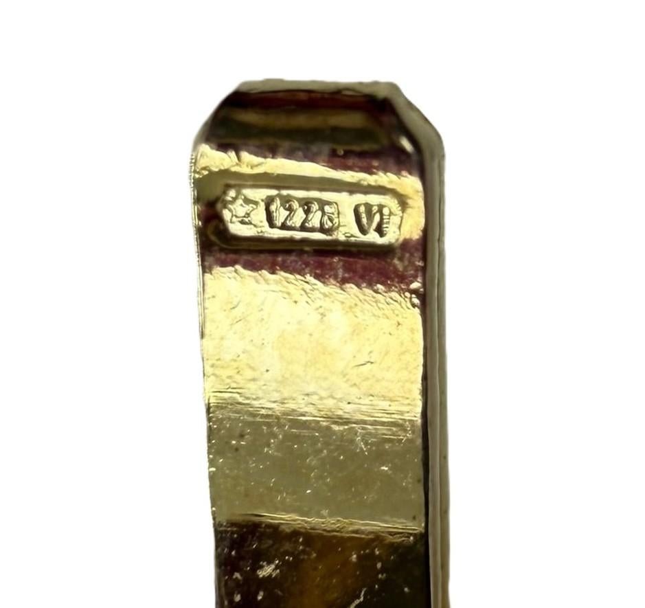 Vintage .18 Carat Emerald 3-Tone Sterling Silver Vermeil Chevron Necklace In Excellent Condition In Eagan, MN