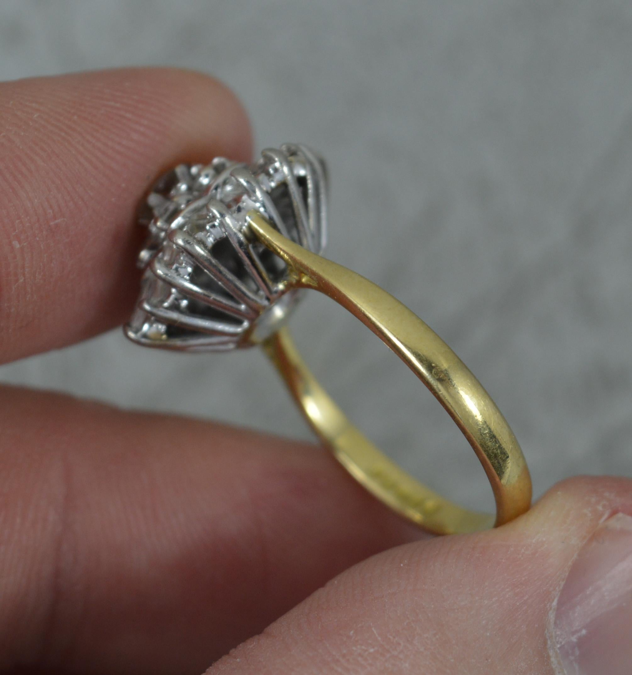 Vintage 18 Carat Gold and 1.5ct Diamond Cluster Ballerina Ring For Sale 5