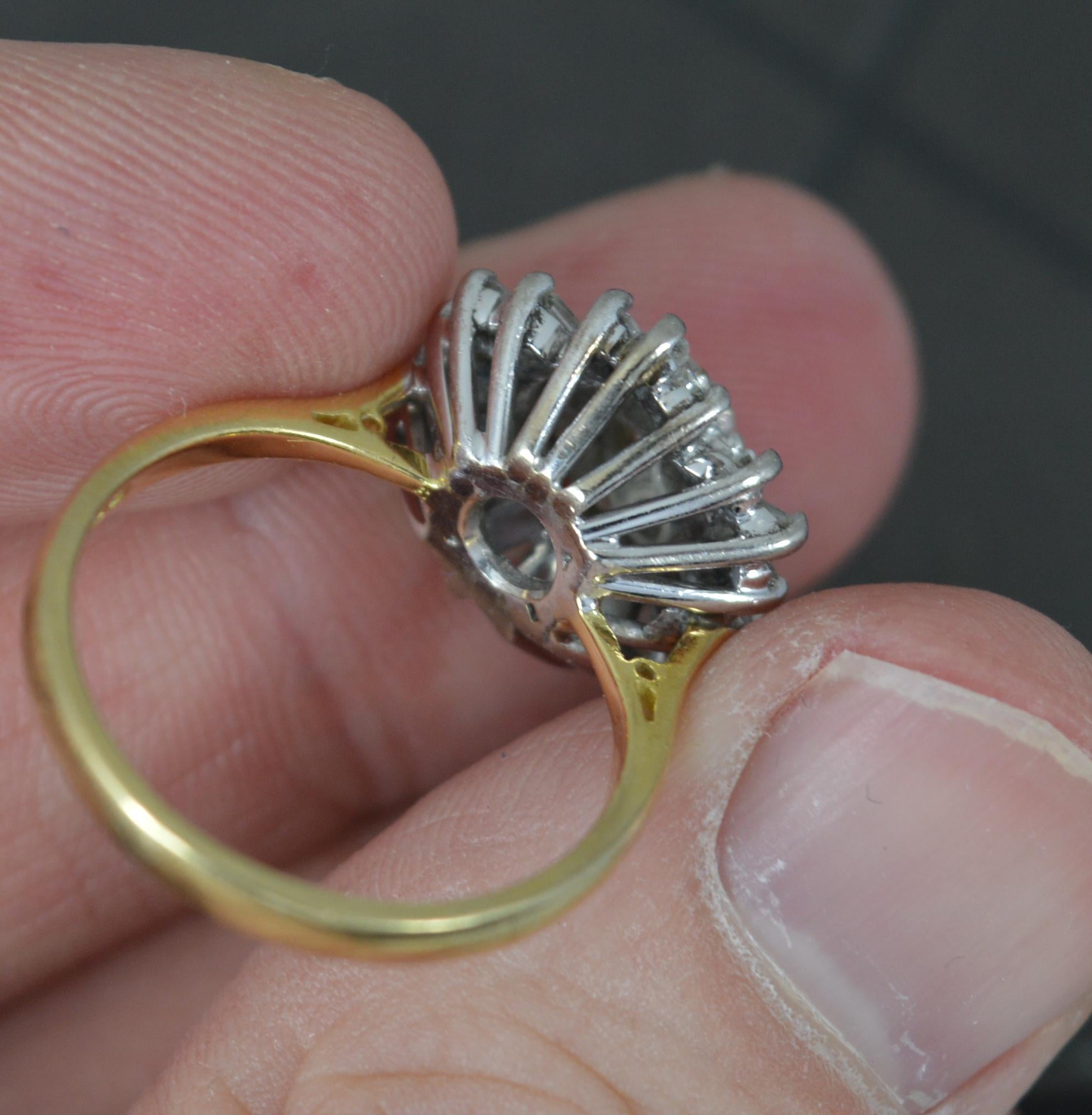 Vintage 18 Carat Gold and 1.5ct Diamond Cluster Ballerina Ring For Sale 1