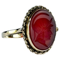 Vintage 18 Carat Gold and Carnelian Intaglio Signet Ring