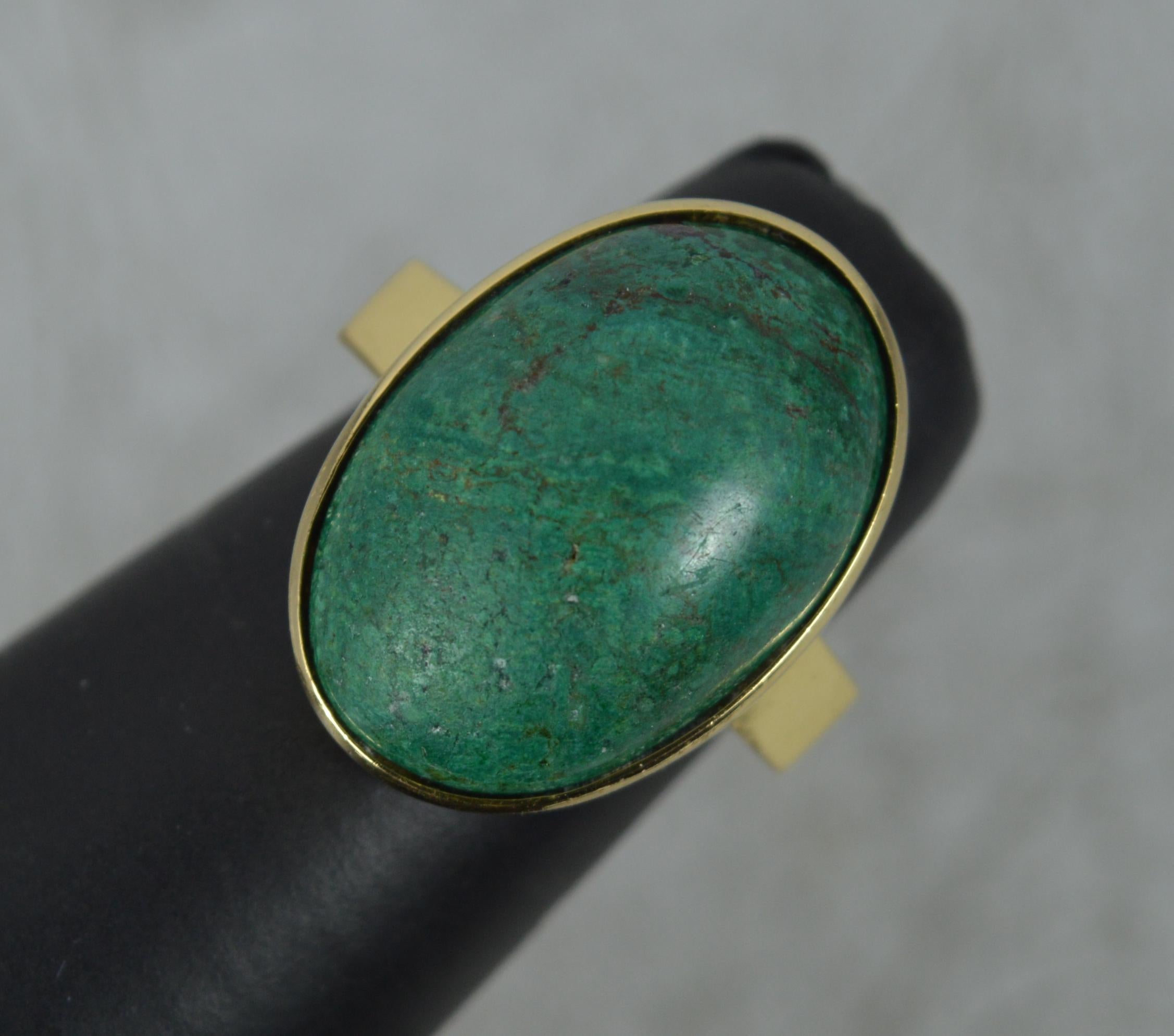 Vintage 18 Carat Gold and Malachite Solitaire Statement Ring 4