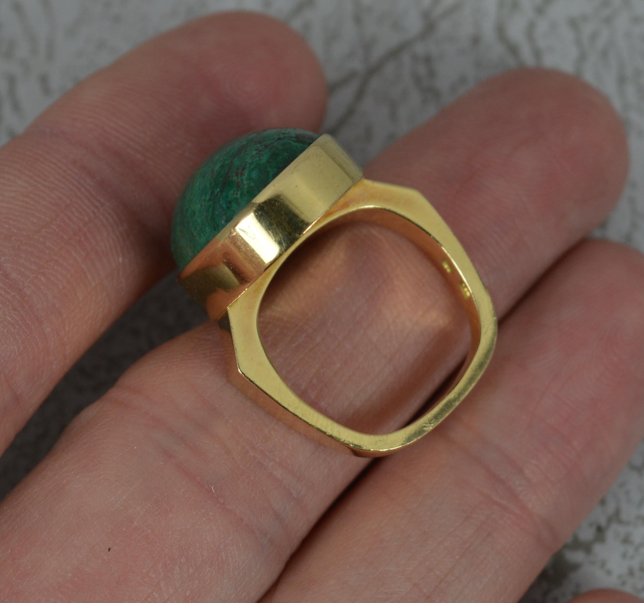 Retro Vintage 18 Carat Gold and Malachite Solitaire Statement Ring