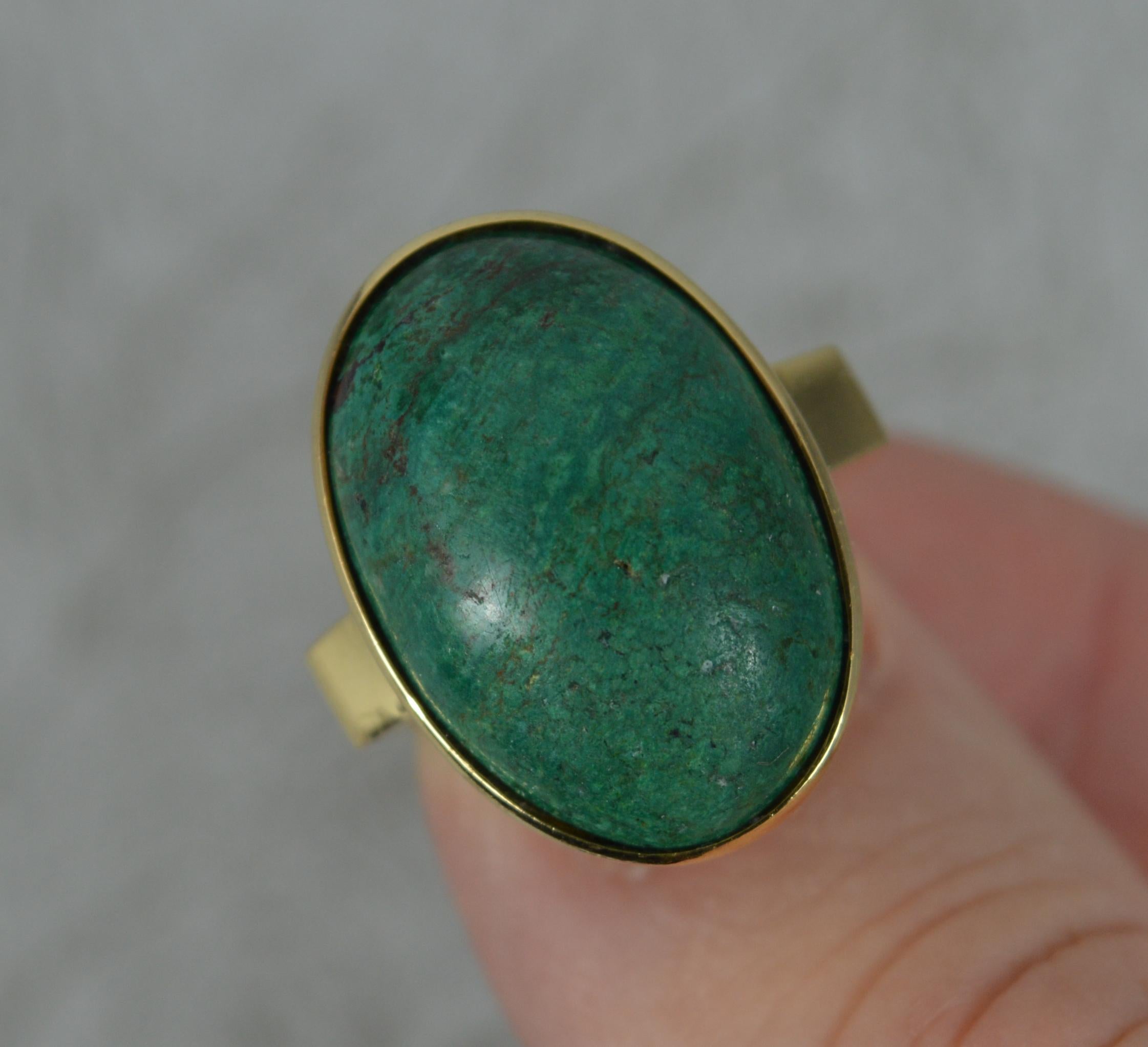 Women's Vintage 18 Carat Gold and Malachite Solitaire Statement Ring