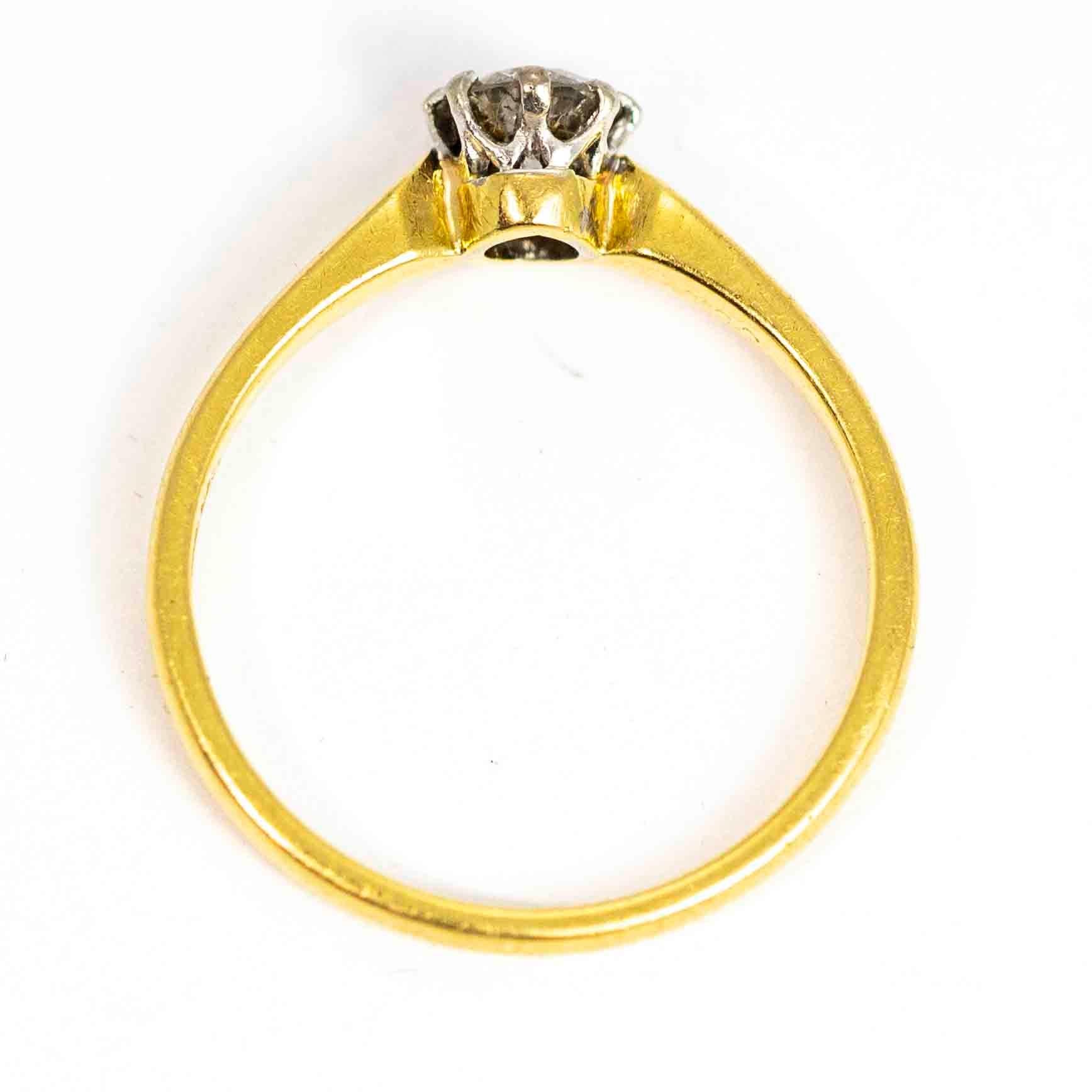 Vintage 18 Carat Gold and Platinum Diamond Solitaire Ring 1