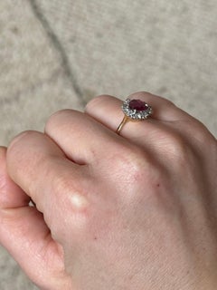 Vintage 18 Carat Gold and Platinum Ruby and Diamond Cluster Ring