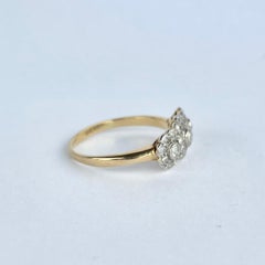 Vintage 18 Carat Gold and Platinum Triple Cluster Diamond Ring