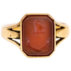 Vintage 18 Carat Gold Carved Intaglio Signet Ring