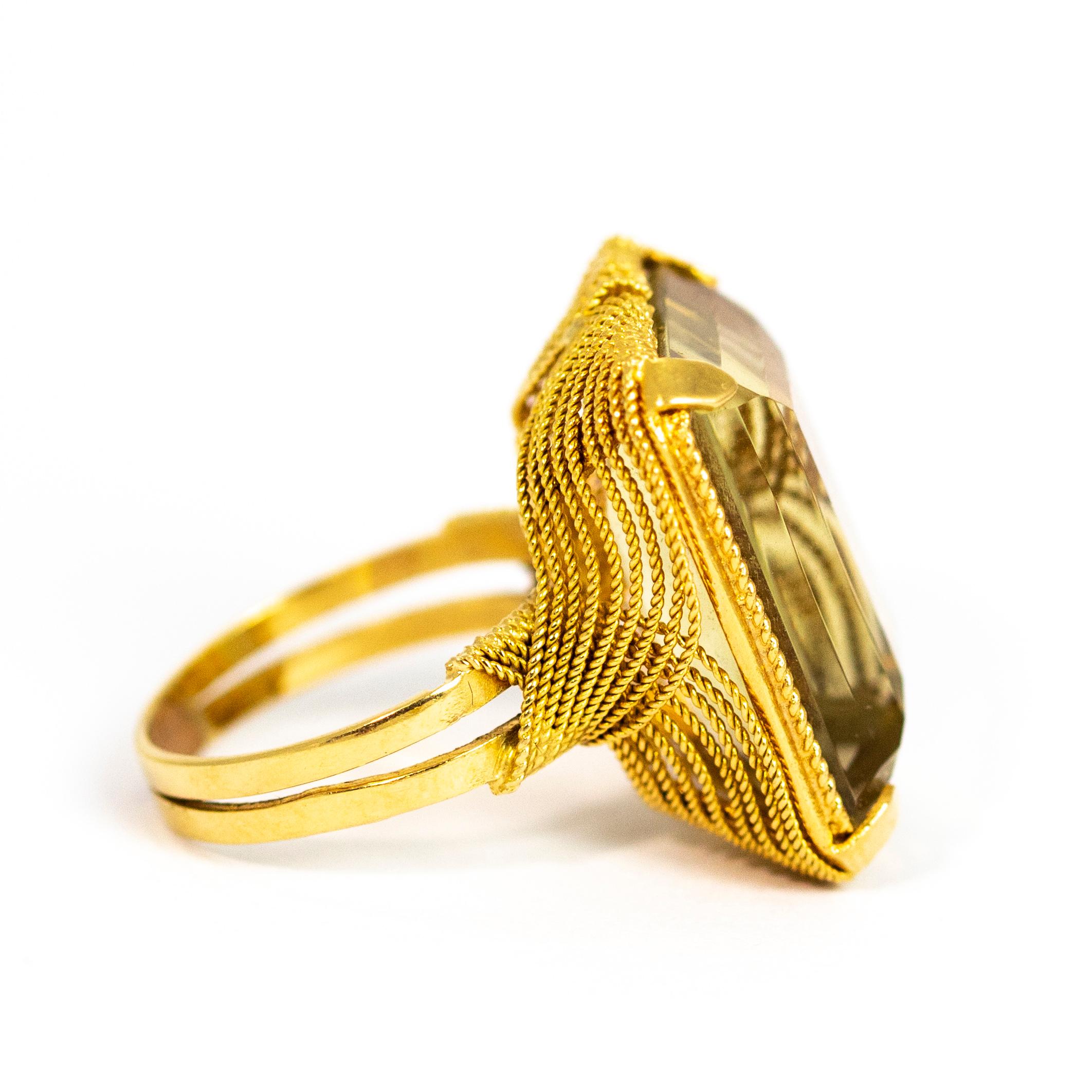 Vintage 18 Carat Gold Citrine Cocktail Ring In Good Condition In Chipping Campden, GB