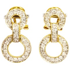 Vintage 18 Carat Gold Diamond Double Circle Earrings