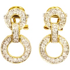 Vintage 18 Carat Gold Diamond Double Circle Earrings