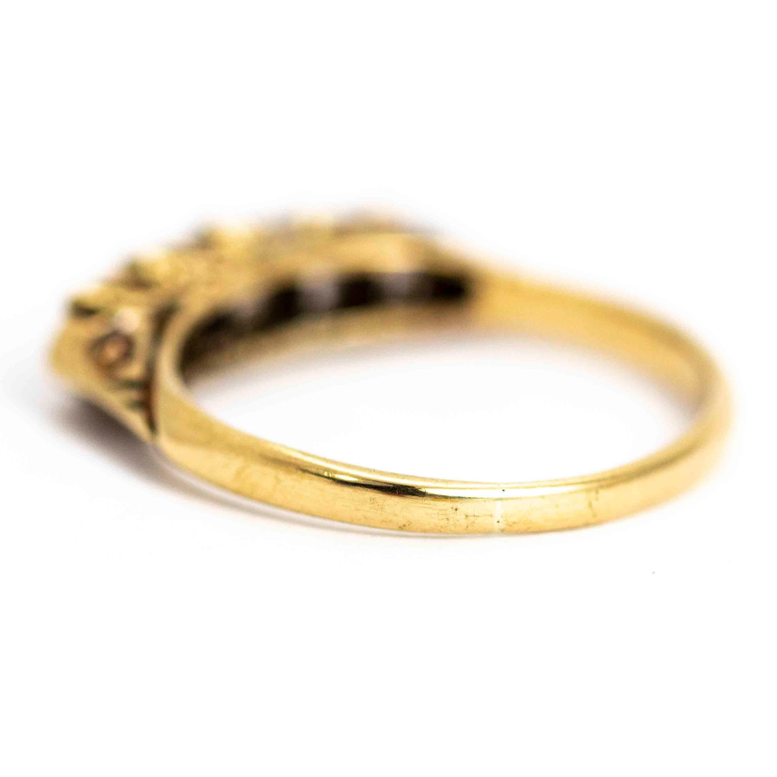 Edwardian Vintage 18 Carat Gold Diamond Five-Stone Ring