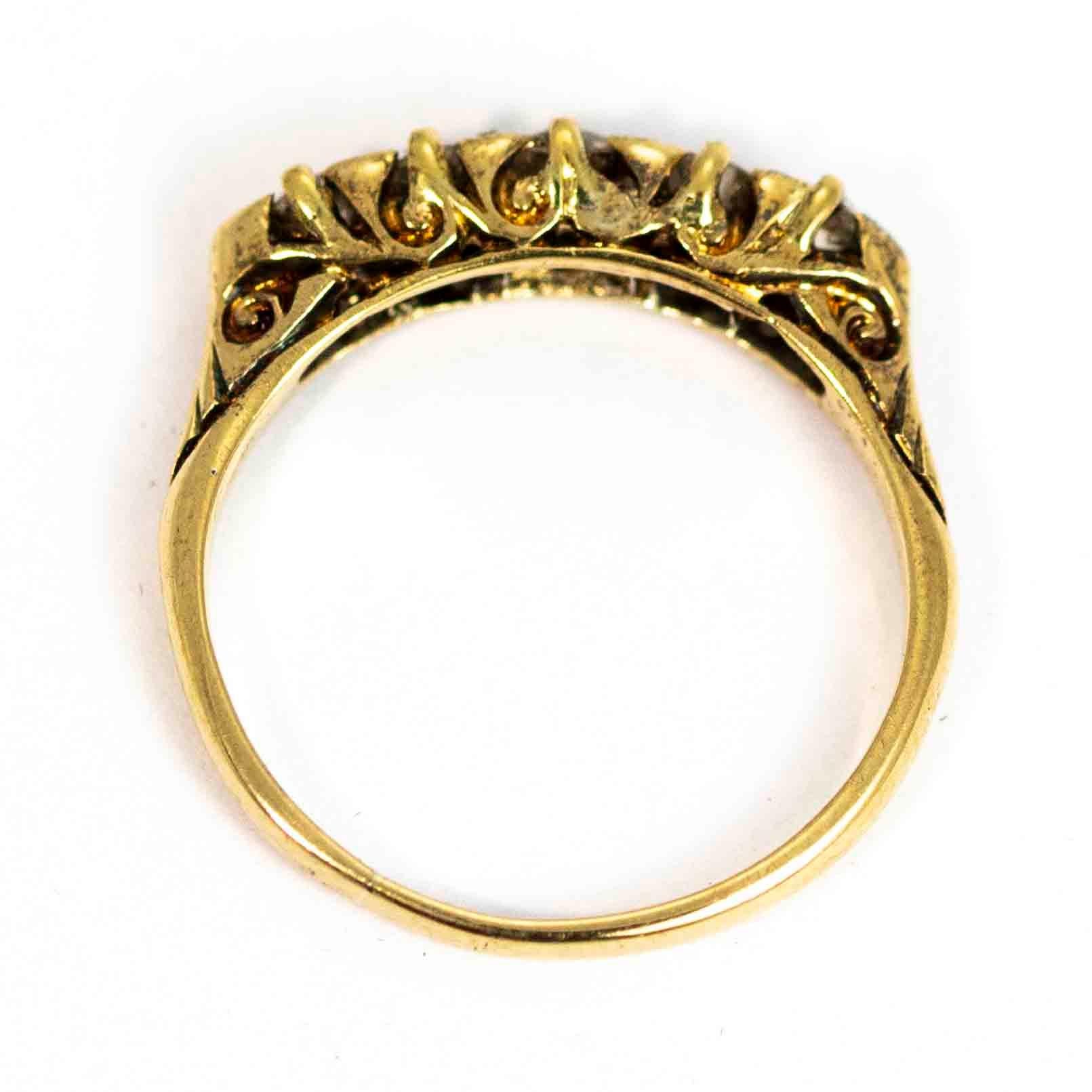 Vintage 18 Carat Gold Diamond Five-Stone Ring 1