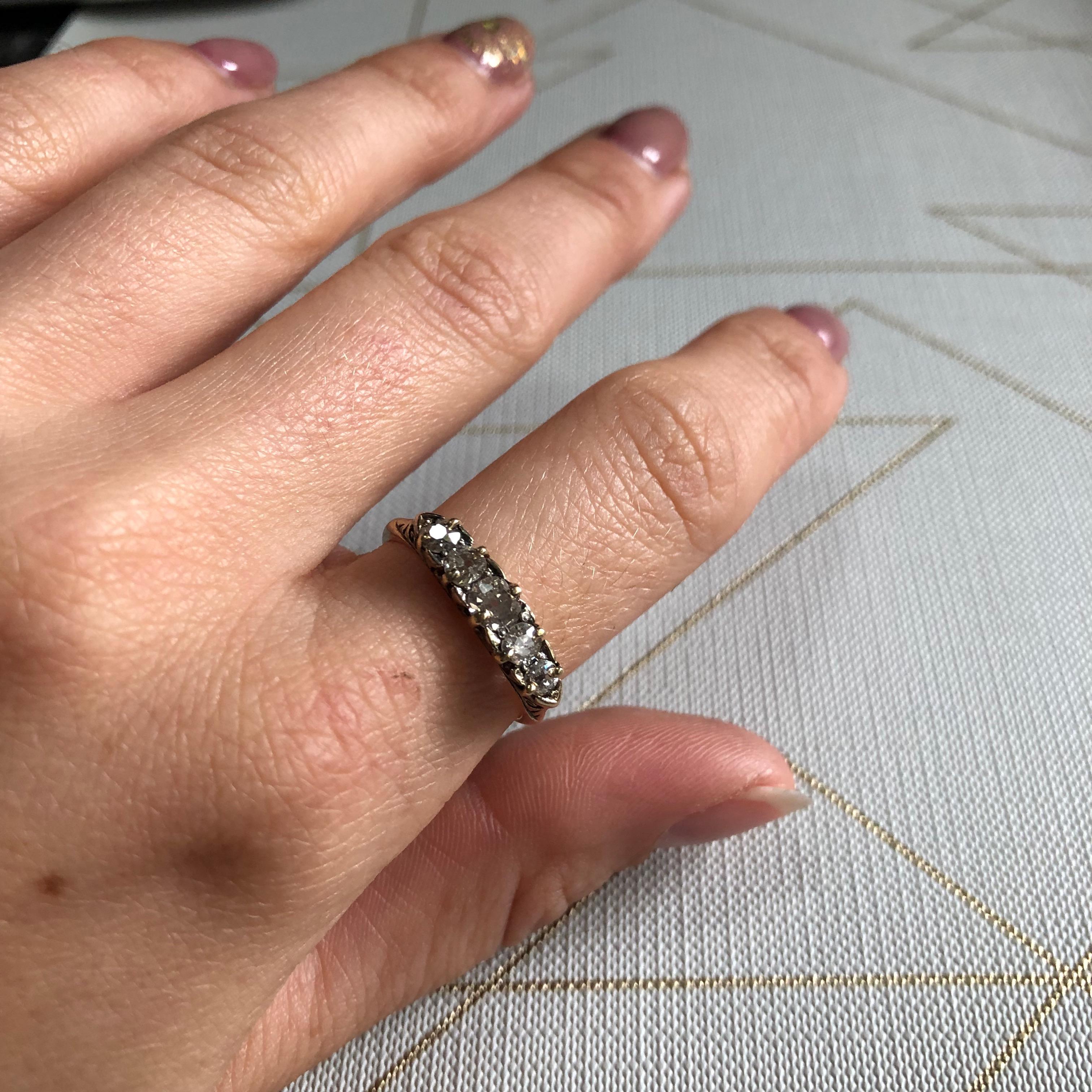 Vintage 18 Carat Gold Diamond Five-Stone Ring 2