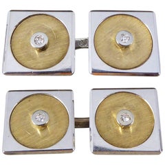Vintage 18 Carat Gold Diamond Set Cufflinks Vintage 18 Carat Gold Diamond Set Cufflinks