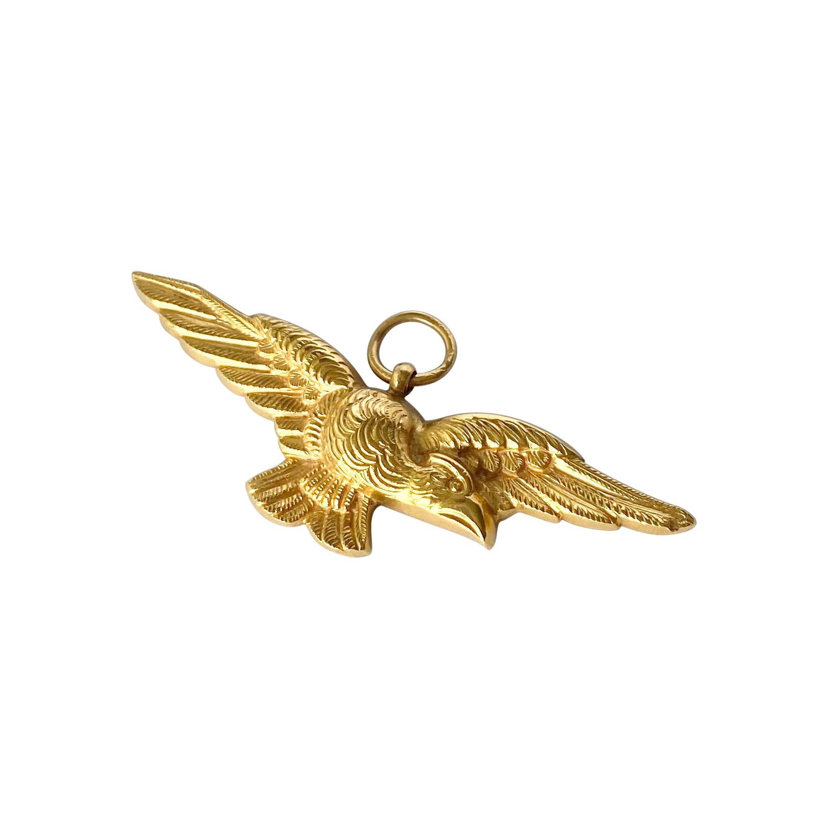 Vintage 18 Carat Gold Eagle Pendant For Sale